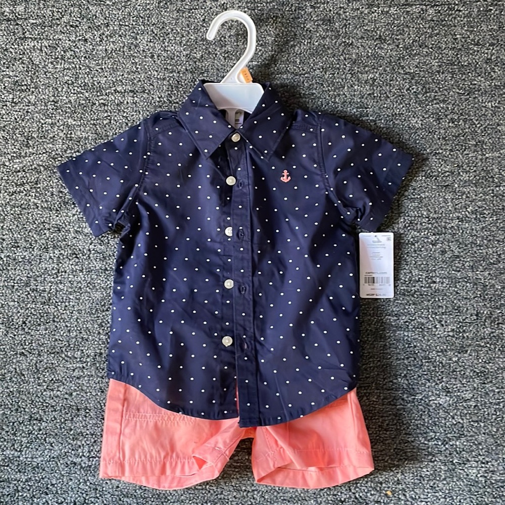Baby boys dress shirt and shorts
